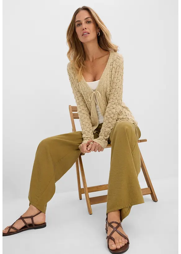 Gilet en maille ajour&eacute;e 100% coton, bonprix