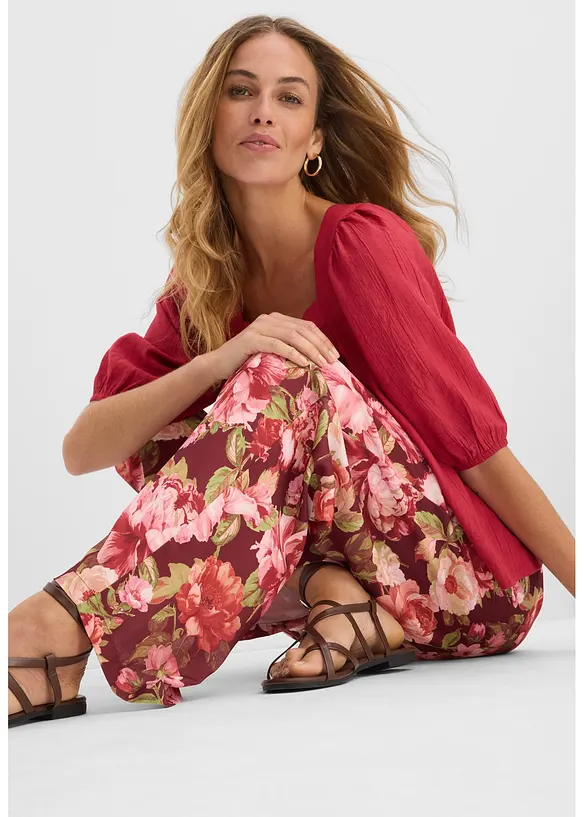 Pantalon large &agrave; pinces, bonprix