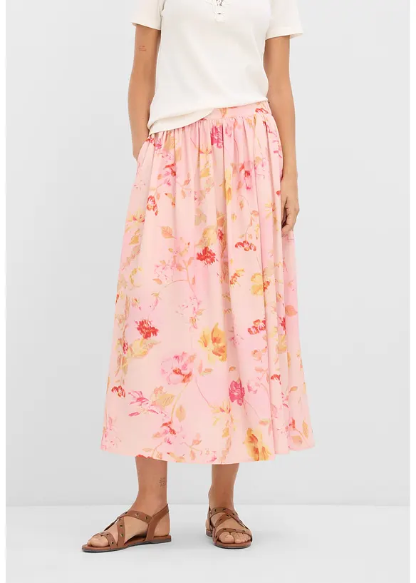 Jupe longue en cr&ecirc;pe l&eacute;ger, bonprix