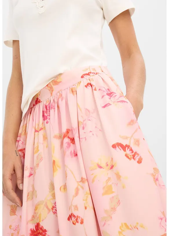 Jupe longue en cr&ecirc;pe l&eacute;ger, bonprix