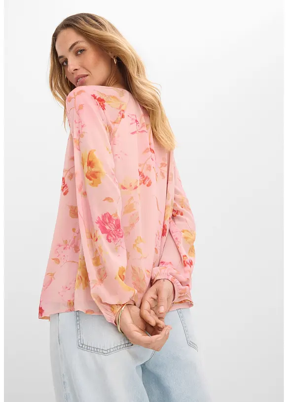 Blouse en mousseline avec liens &agrave; nouer, bonprix