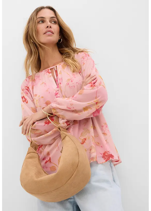 Blouse en mousseline avec liens &agrave; nouer, bonprix