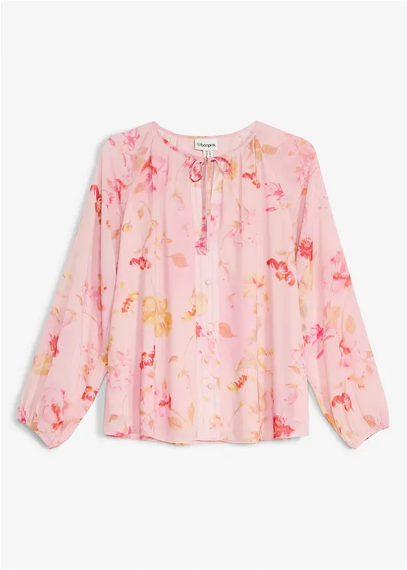 Blouse en mousseline avec liens &agrave; nouer, bonprix