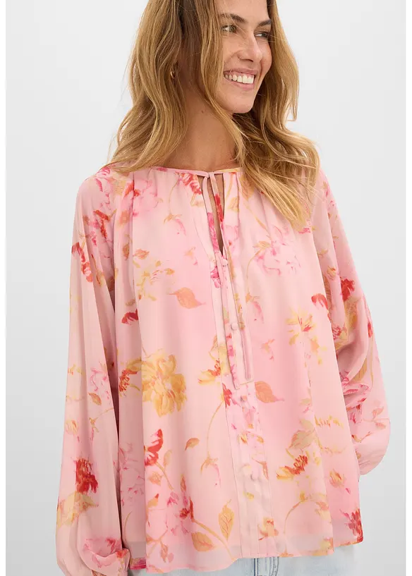 Blouse en mousseline avec liens &agrave; nouer, bonprix