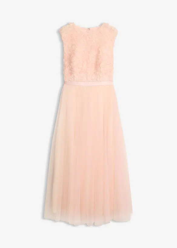 Robe de soir&eacute;e en tulle d&eacute;licat avec d&eacute;tails fleurs, bonprix