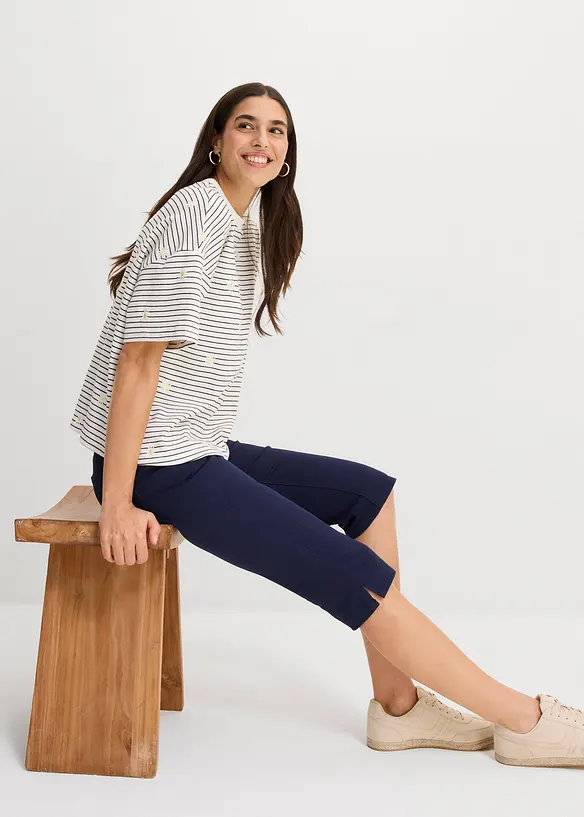 Pantalon corsaire &agrave; taille &eacute;lastiqu&eacute;e, bonprix