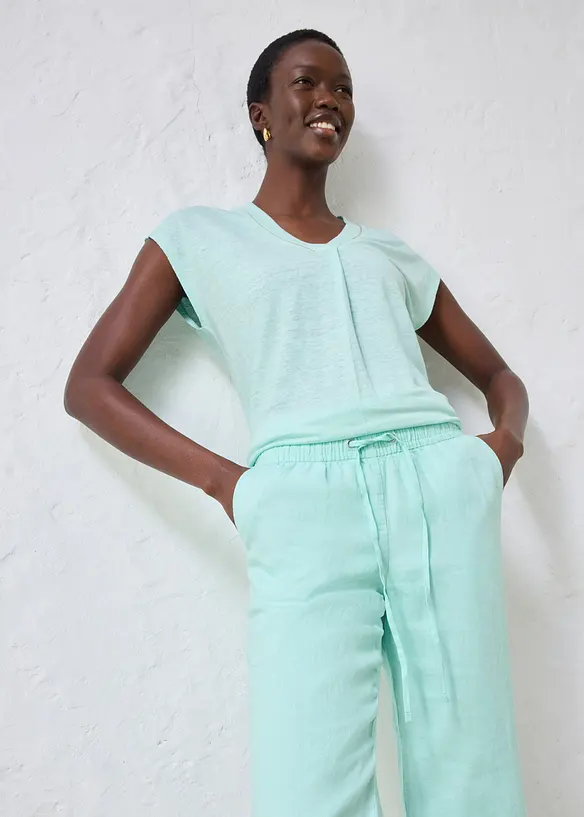 Pantalon taille &eacute;lastiqu&eacute;e 100% lin, bonprix