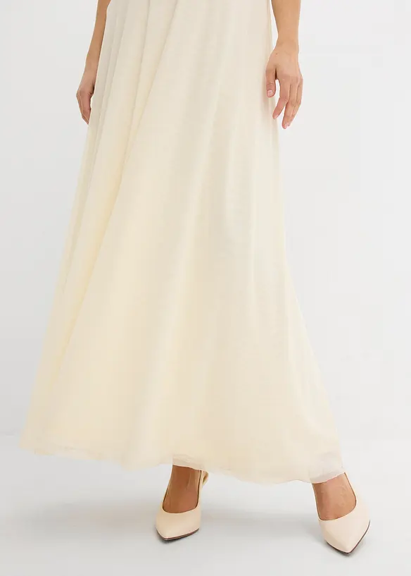 Robe de mari&eacute;e couleur jaune p&acirc;le avec fonction allaitement et cache-c&oelig;ur pour la grossesse et apr&egrave;s (ens. 2&nbsp;pces), bonprix
