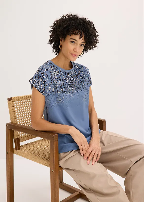 T-shirt &agrave; empi&egrave;cement tiss&eacute; et strass, bonprix