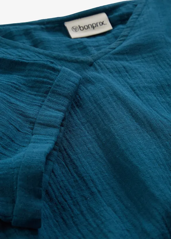 Tunique &agrave; manches courtes en gaze de coton, bonprix