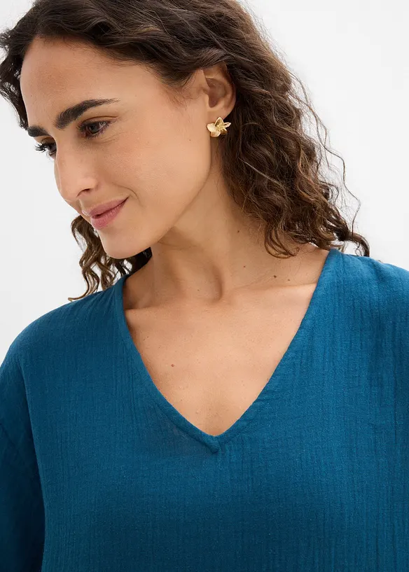 Tunique &agrave; manches courtes en gaze de coton, bonprix