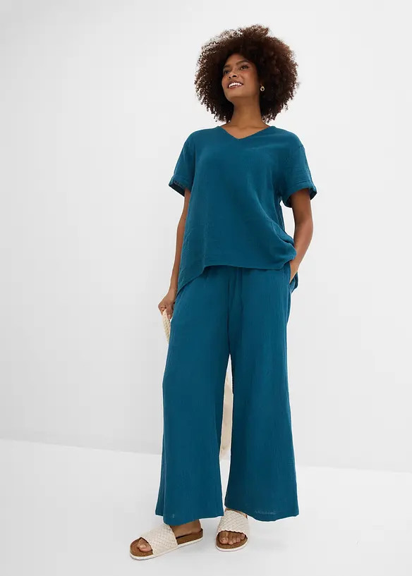 Pantalon palazzo en gaze de coton, bonprix