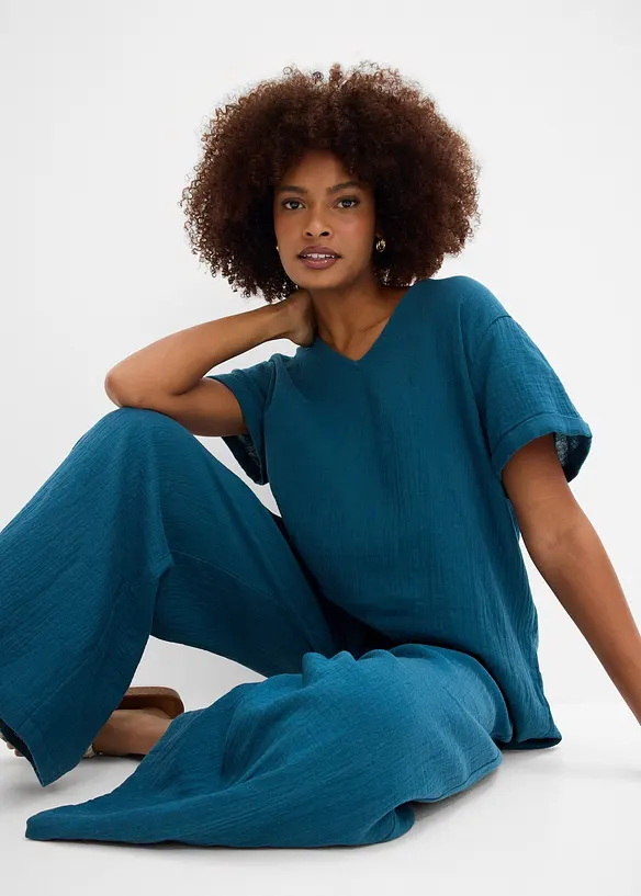 Pantalon palazzo en gaze de coton, bonprix