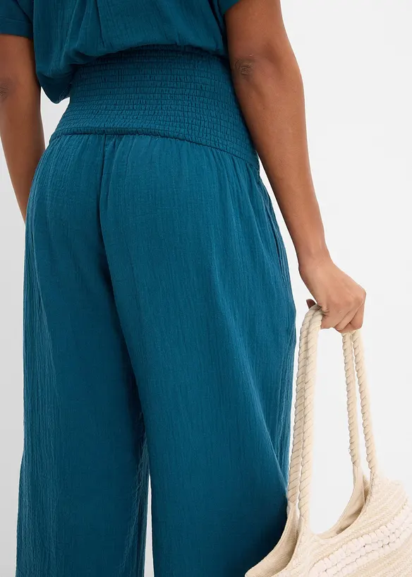 Pantalon palazzo en gaze de coton, bonprix
