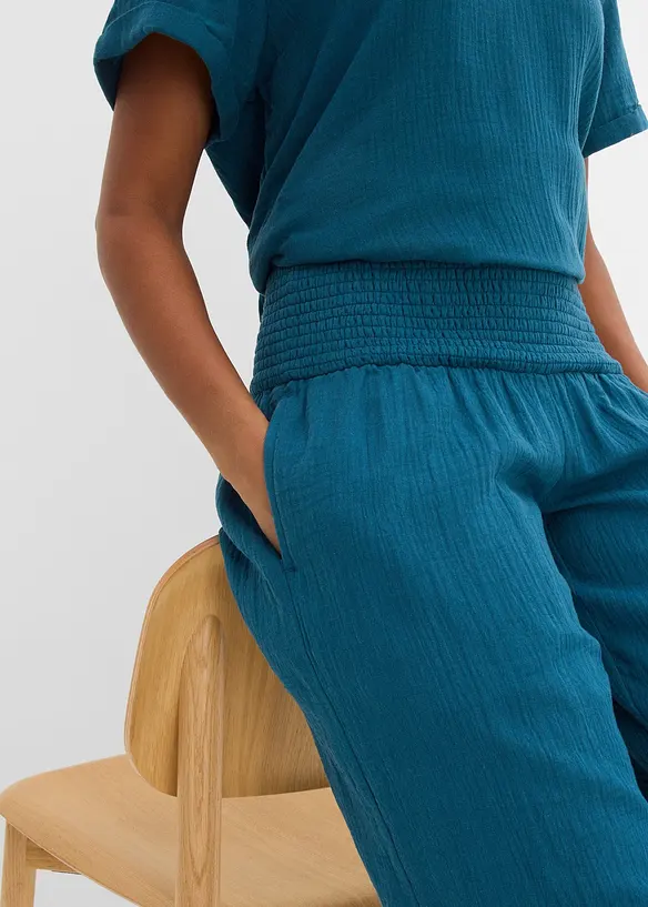 Pantalon palazzo en gaze de coton, bonprix