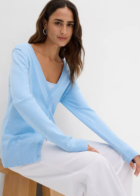 Gilet boutonn&eacute; en maille fine, bonprix