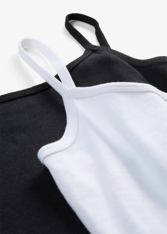 Lot de 2 tops &agrave; bretelles spaghetti 100% coton, bonprix