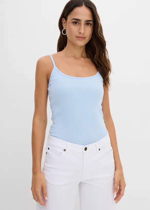 Lot de 2 tops &agrave; bretelles spaghetti 100% coton, bonprix