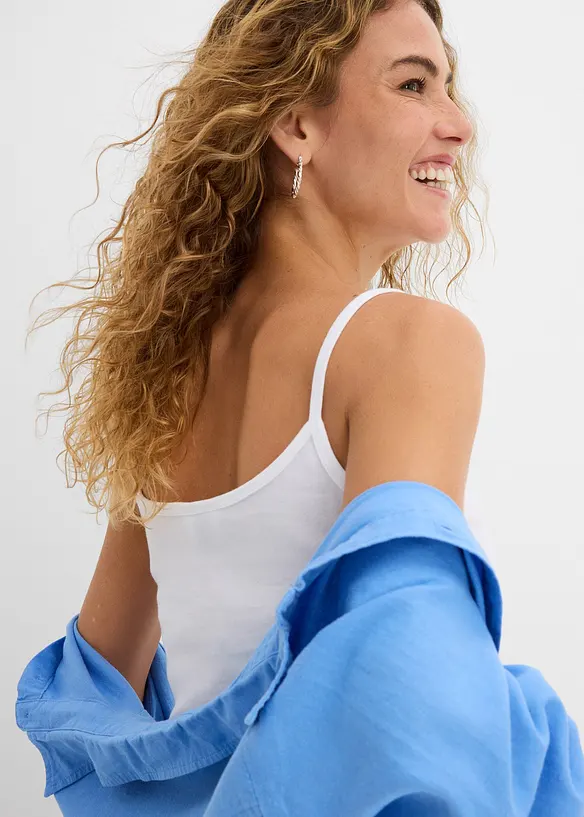 Lot de 2 tops &agrave; bretelles spaghetti 100% coton, bonprix