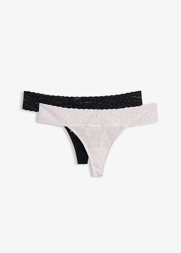 Lot de 2 tangas en dentelle, bonprix
