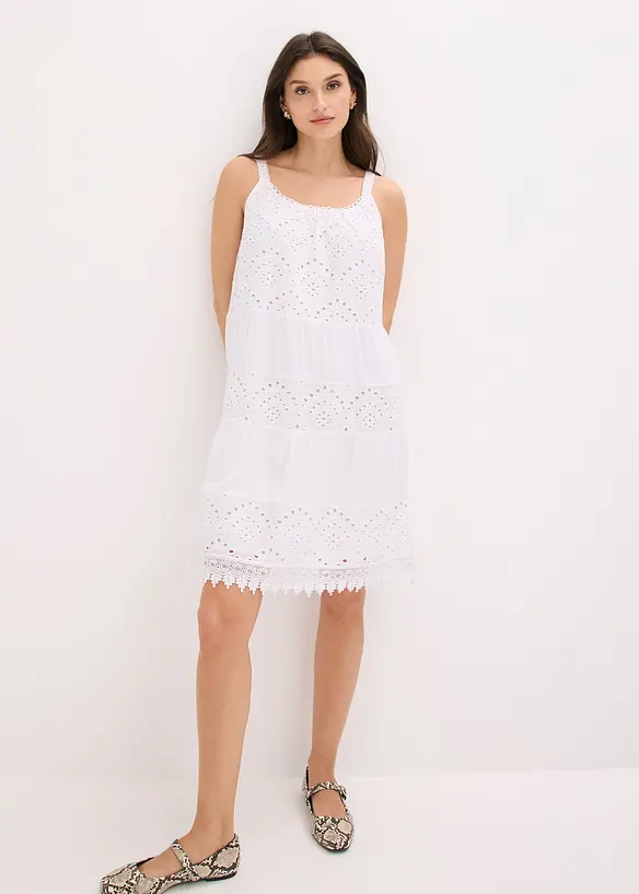 Robe &agrave; fines bretelles en viscose avec dentelle, bonprix