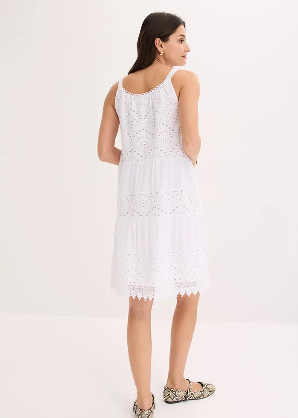 Robe &agrave; fines bretelles en viscose avec dentelle, bonprix