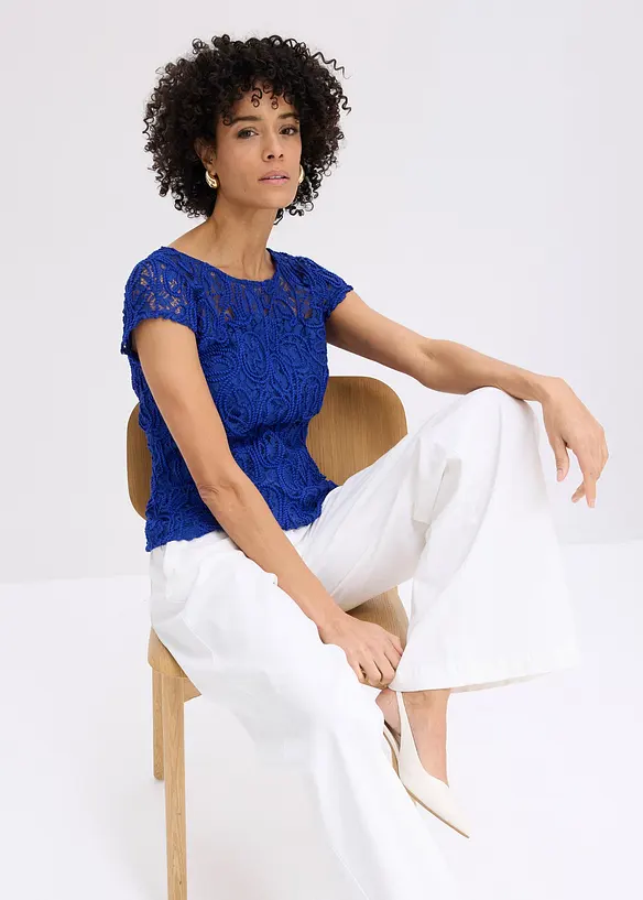 Blouse manches courtes en dentelle, bonprix