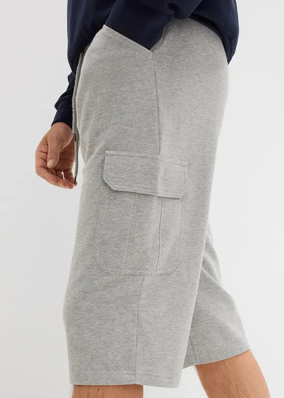Bermuda cargo long en sweat 100% coton, regular, bonprix