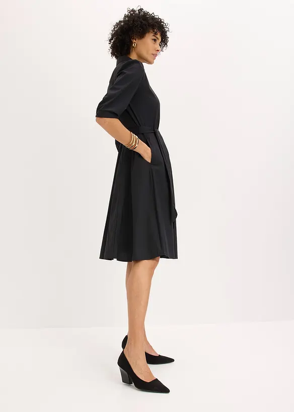 Robe-chemise avec dentelle et lien &agrave; nouer, bonprix