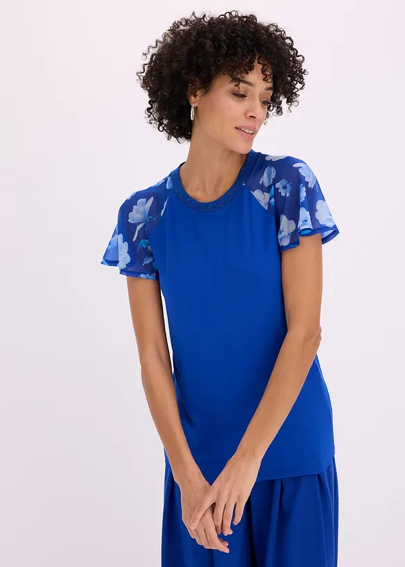 T-shirt avec manches en mousseline, bonprix