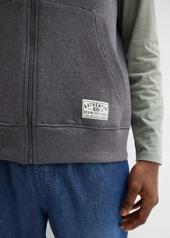 Sweat zipp&eacute; &agrave; capuche sans manches, bonprix