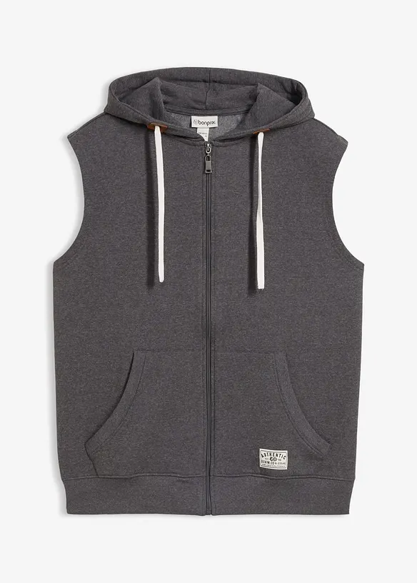 Sweat zipp&eacute; &agrave; capuche sans manches, bonprix