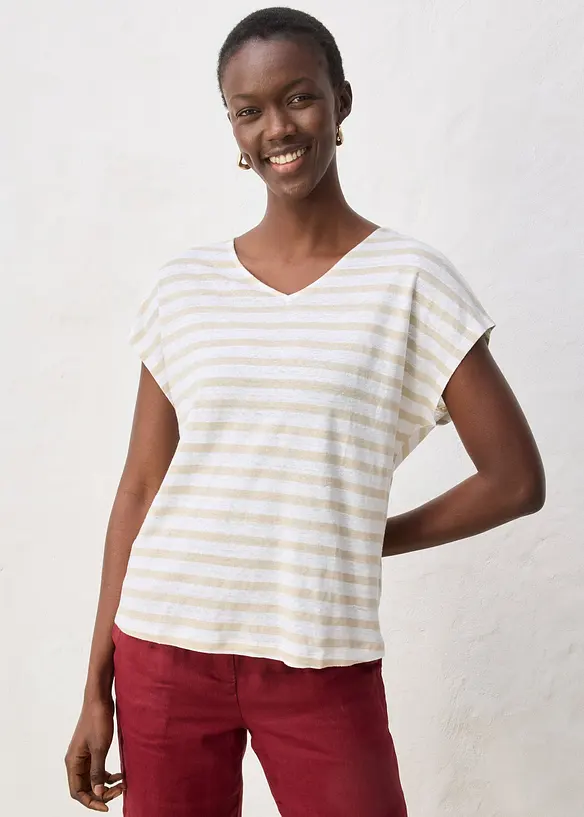 T-shirt 100% lin &agrave; manches chauve-souris, bonprix