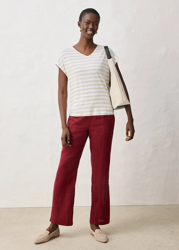 T-shirt 100% lin &agrave; manches chauve-souris, bonprix