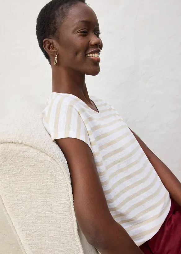 T-shirt 100% lin &agrave; manches chauve-souris, bonprix