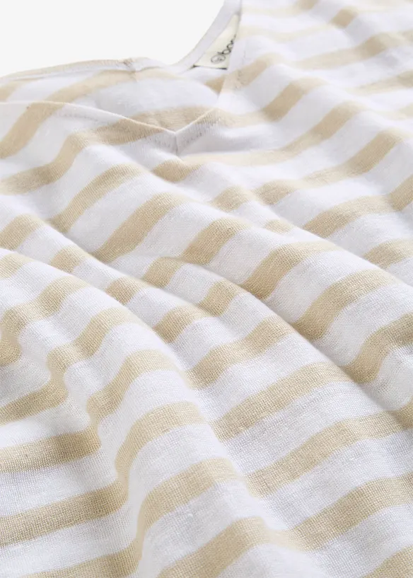 T-shirt 100% lin &agrave; manches chauve-souris, bonprix