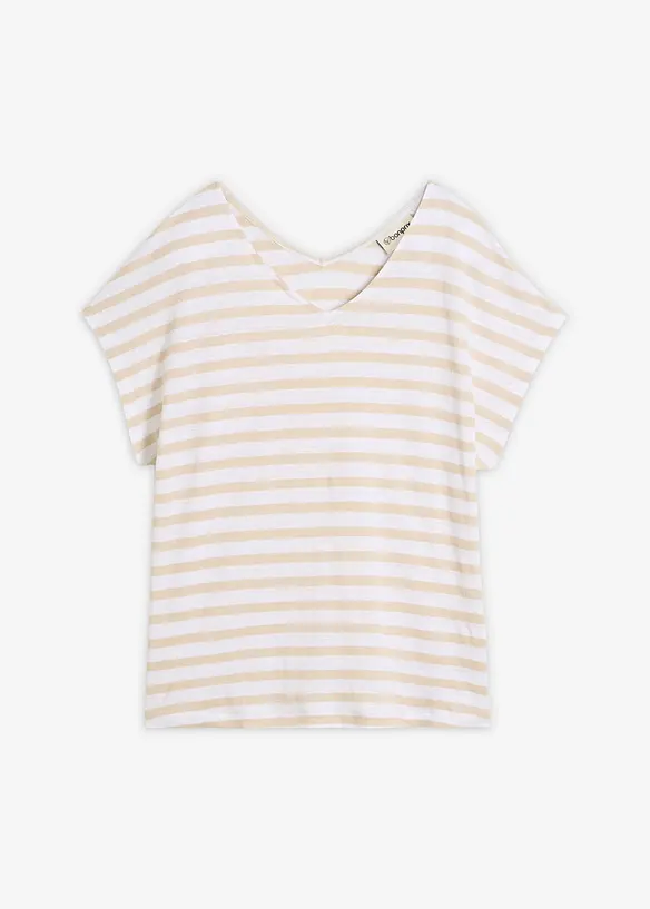 T-shirt 100% lin &agrave; manches chauve-souris, bonprix