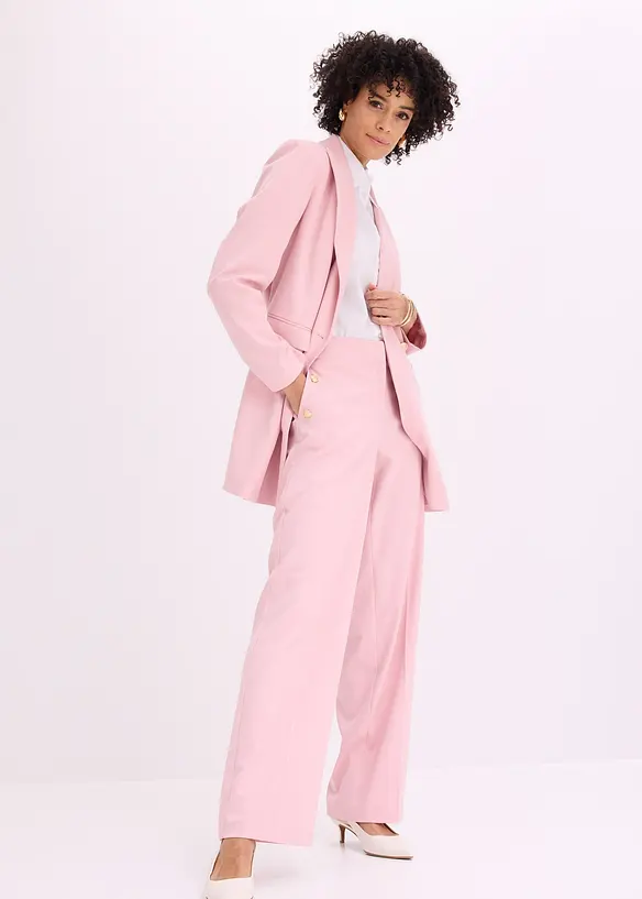 Pantalon large &agrave; pinces et boutons d&eacute;coratifs, bonprix