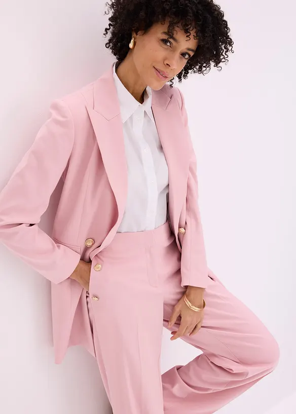 Pantalon large &agrave; pinces et boutons d&eacute;coratifs, bonprix