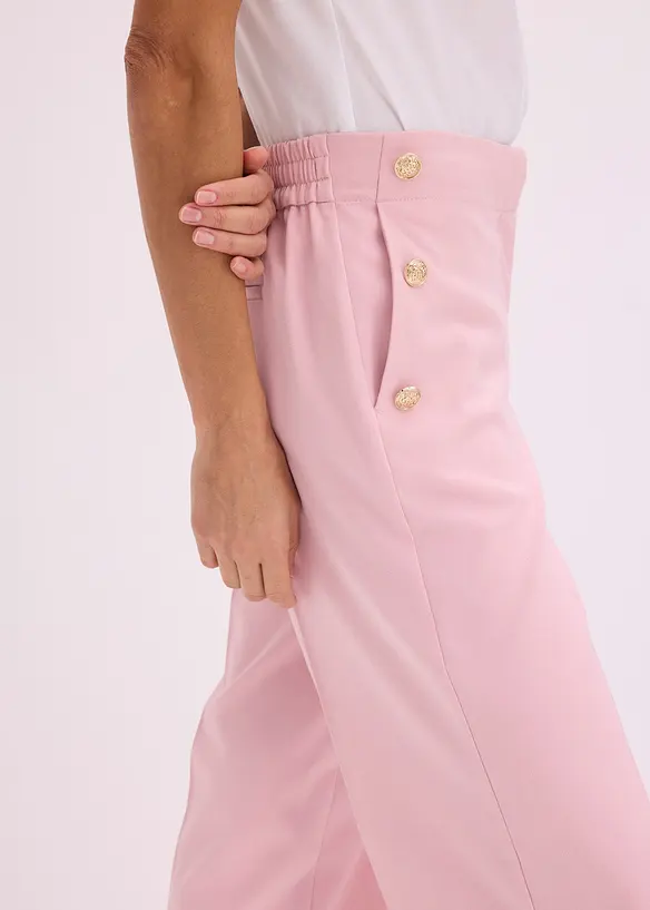 Pantalon large &agrave; pinces et boutons d&eacute;coratifs, bonprix