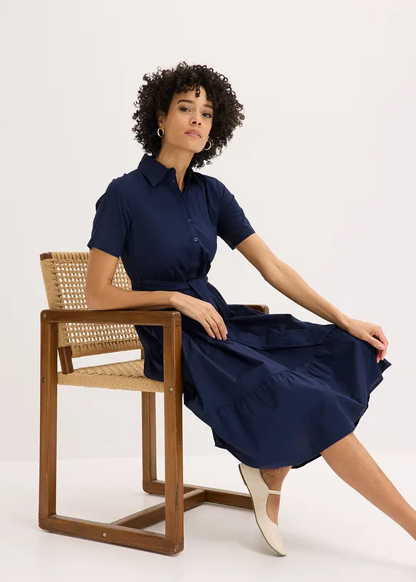 Robe-chemise en coton extensible, bonprix