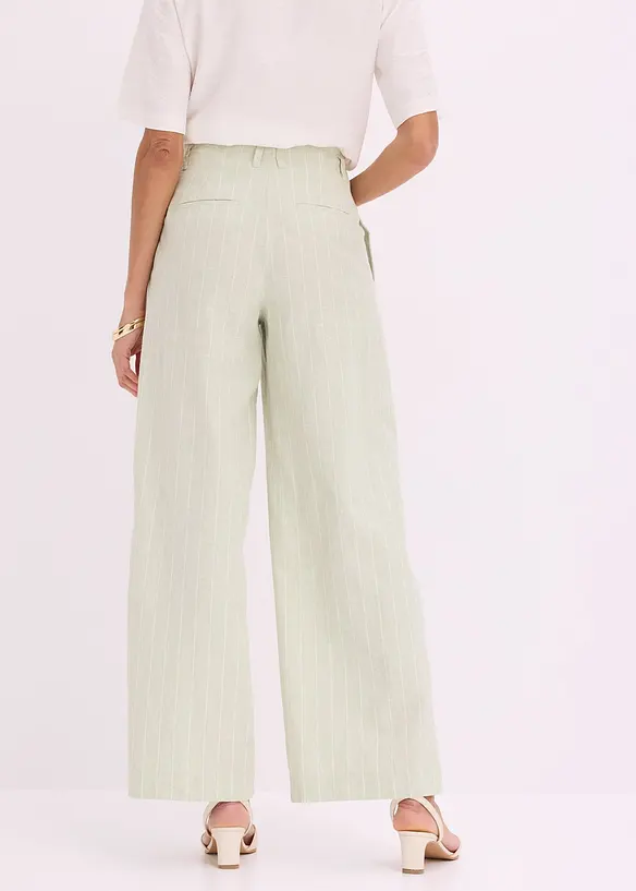 Pantalon &agrave; pinces en lin majoritaire, bonprix