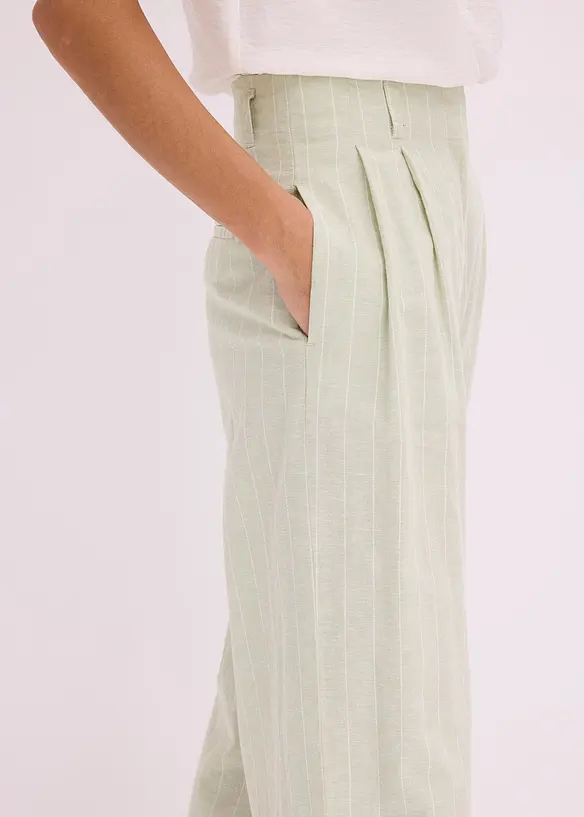 Pantalon &agrave; pinces en lin majoritaire, bonprix