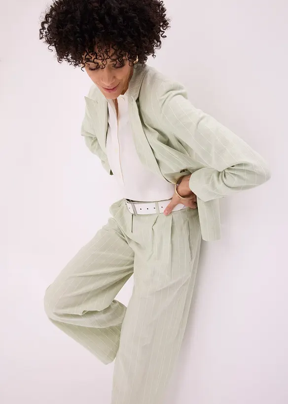 Pantalon &agrave; pinces en lin majoritaire, bonprix