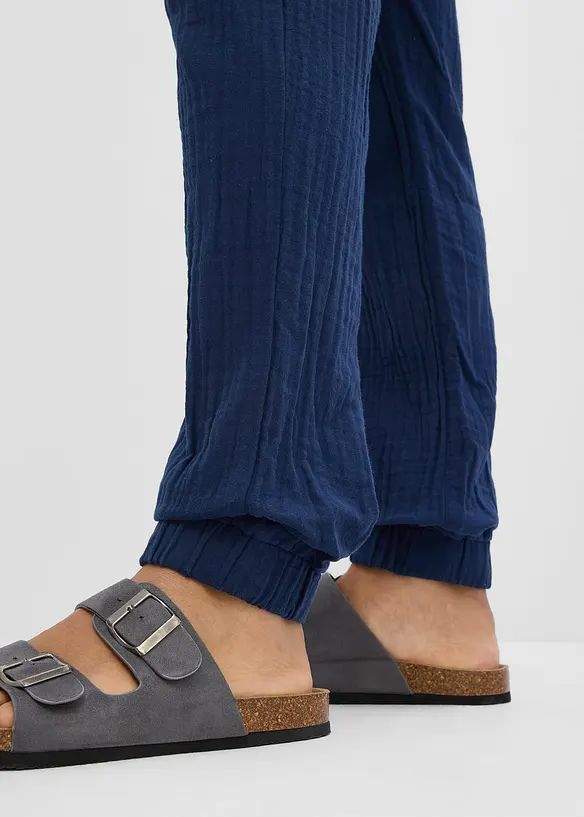 Pantalon jogger regular en gaze de coton, fusel&eacute;, bonprix