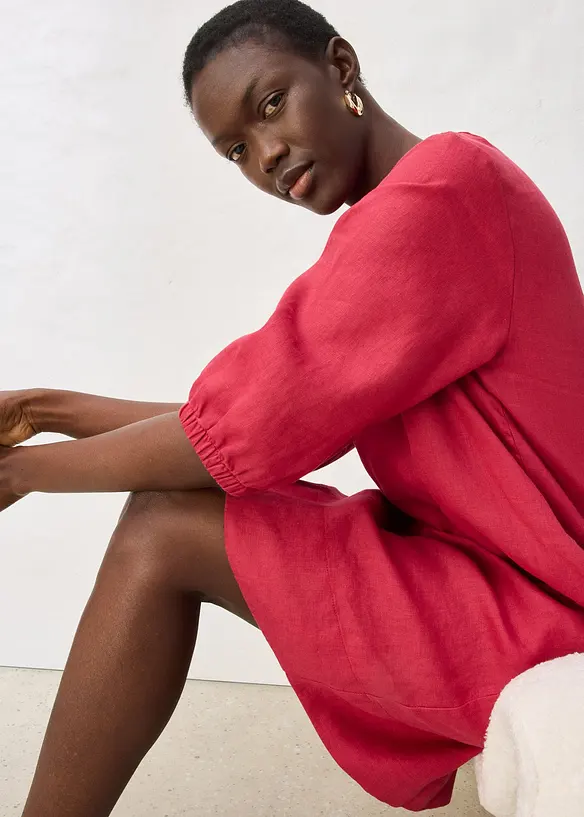 Robe 100&nbsp;% lin, manches 3/4, bonprix