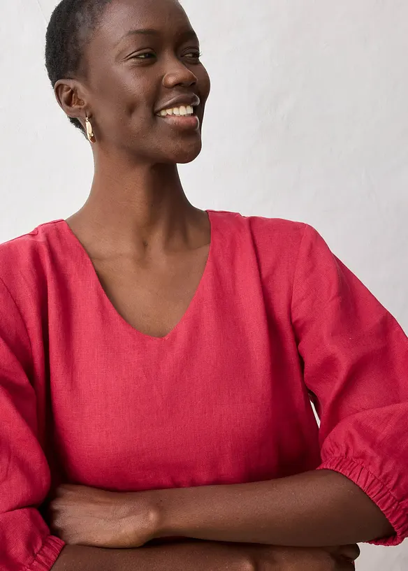 Robe 100&nbsp;% lin, manches 3/4, bonprix