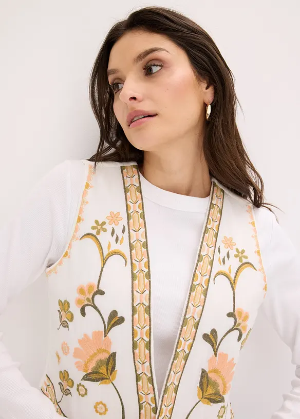Gilet sans manches brod&eacute;, bonprix