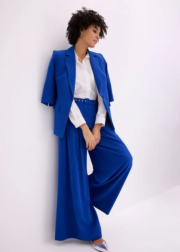 Pantalon &agrave; pinces avec ceinture (ens. 2 pces), bonprix