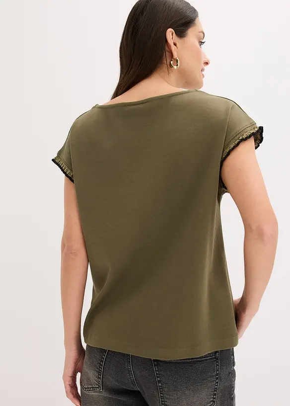 T-shirt en coton &agrave; bordure contrastante, bonprix